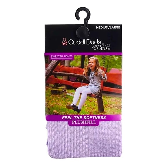NWT Cuddl Duds Young Girls Lavender Purple Ribbed Sweater Tights, Small/Medium - Picture 12 of 12